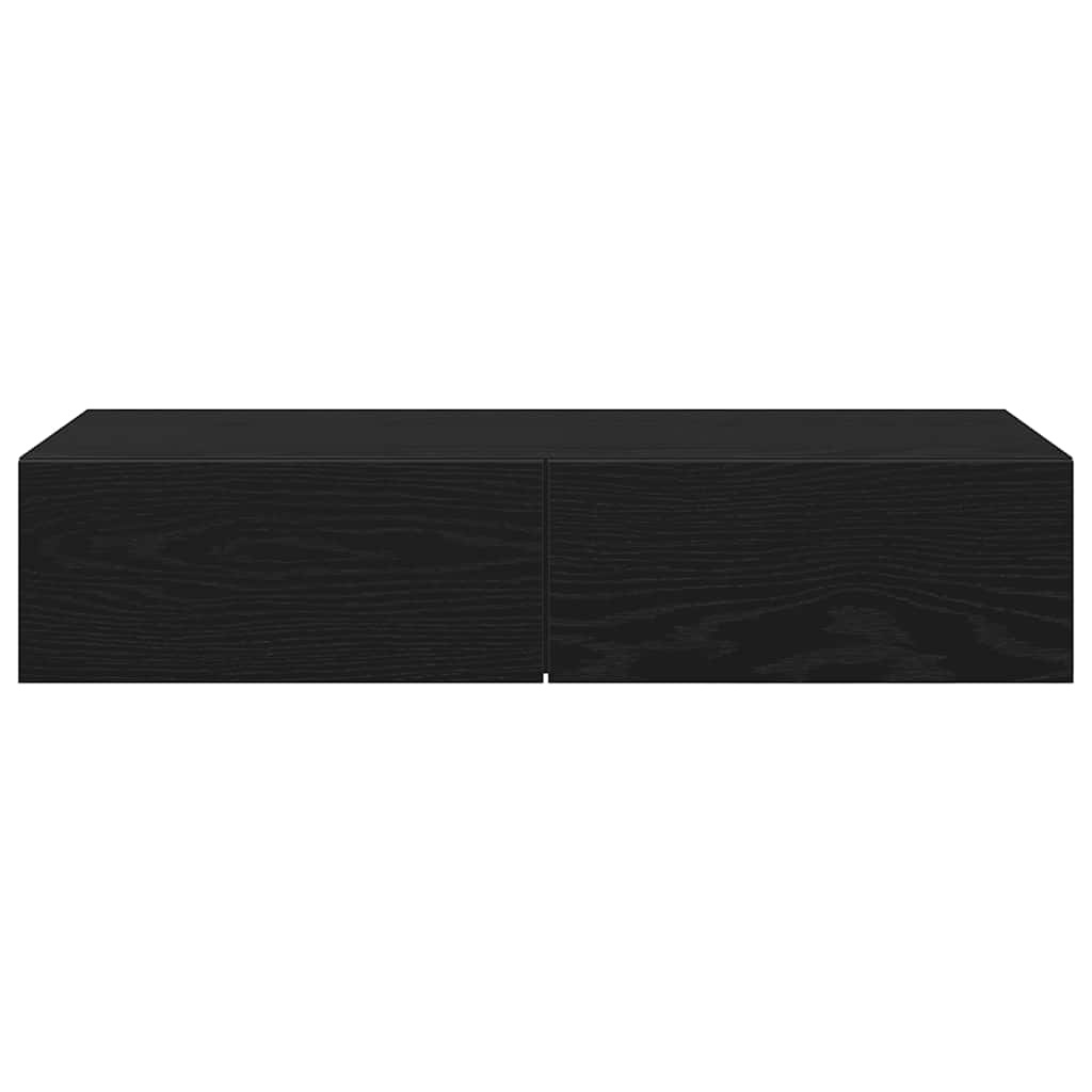 Vegghylle Svart med skuffer 80x33x17 cm