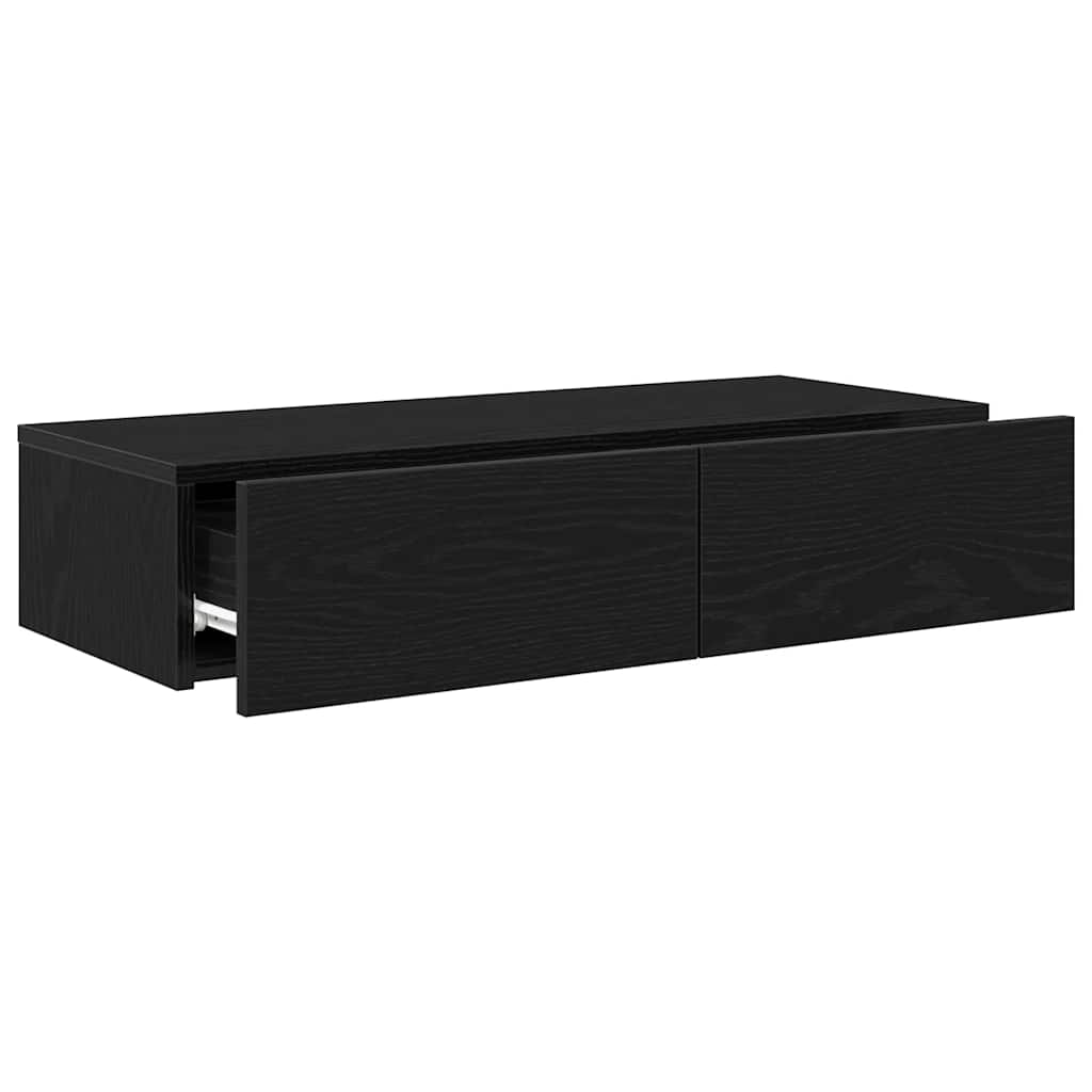 Vegghylle Svart med skuffer 80x33x17 cm