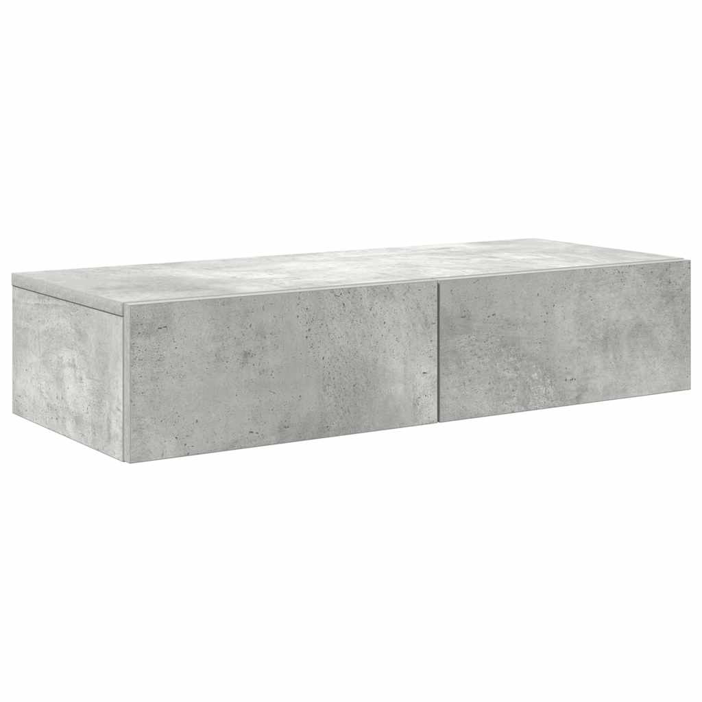 Vegghylle Betonggrå med skuffer 80x33x17 cm