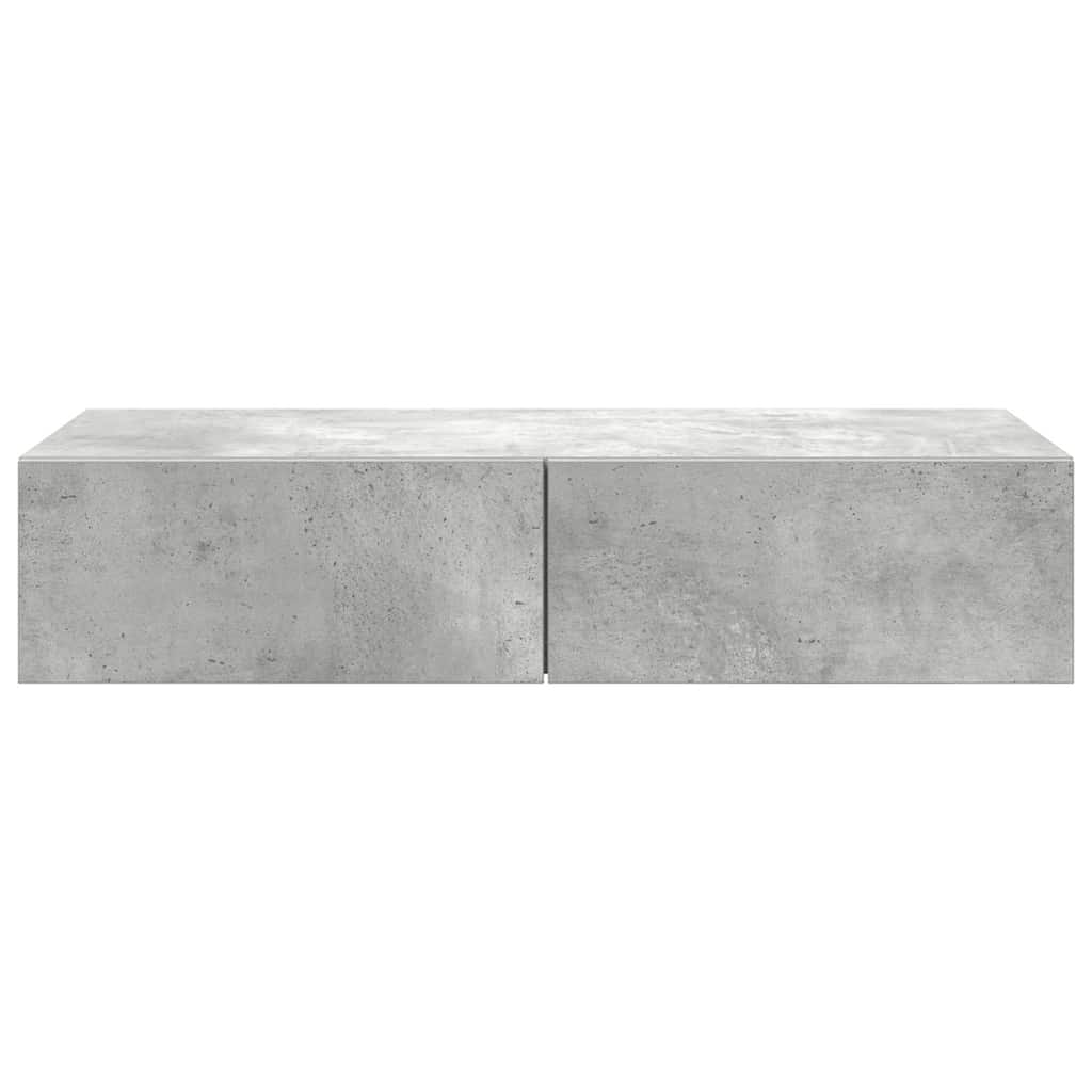 Vegghylle Betonggrå med skuffer 80x33x17 cm