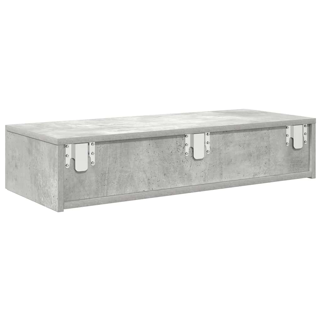Vegghylle Betonggrå med skuffer 80x33x17 cm