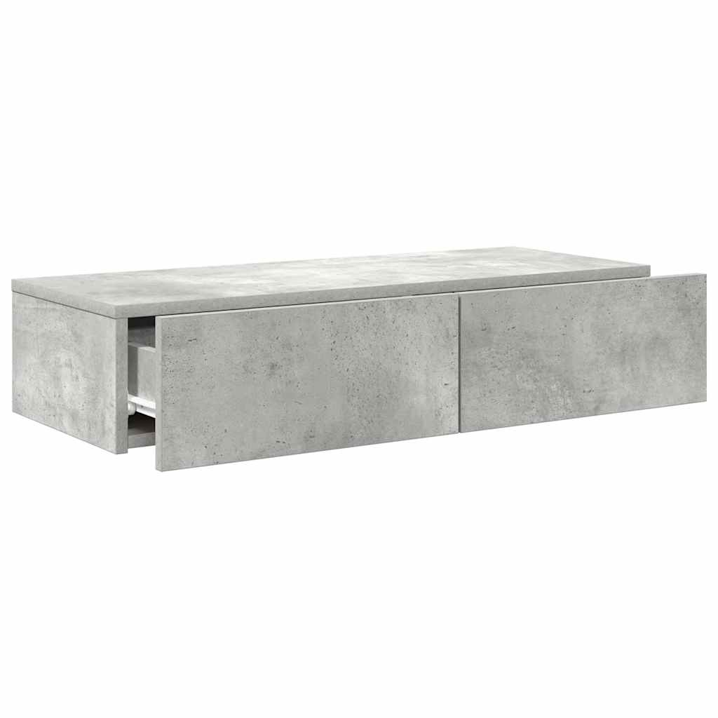Vegghylle Betonggrå med skuffer 80x33x17 cm