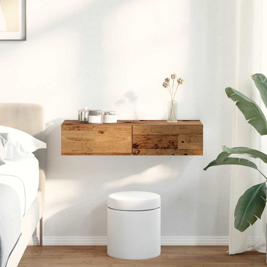 Vegghylle Gammelt Tre med skuffer 80x33x17 cm