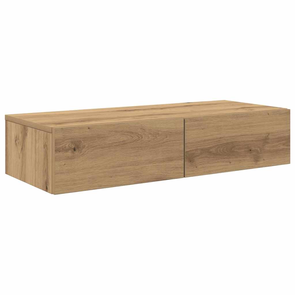 Vegghylle Artisan Eik med skuffer 80x33x17 cm