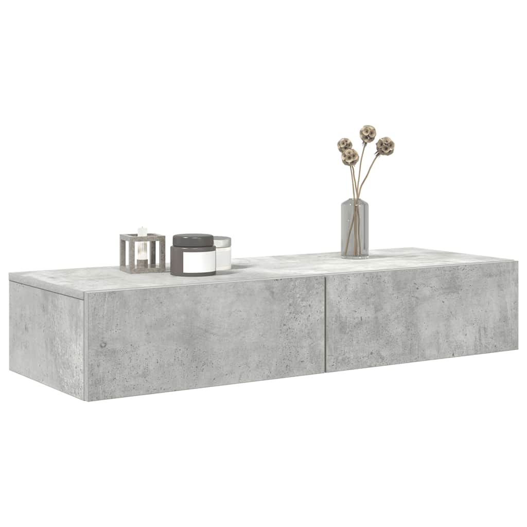 Vegghylle Betonggrå med skuffer 100x36x19 cm
