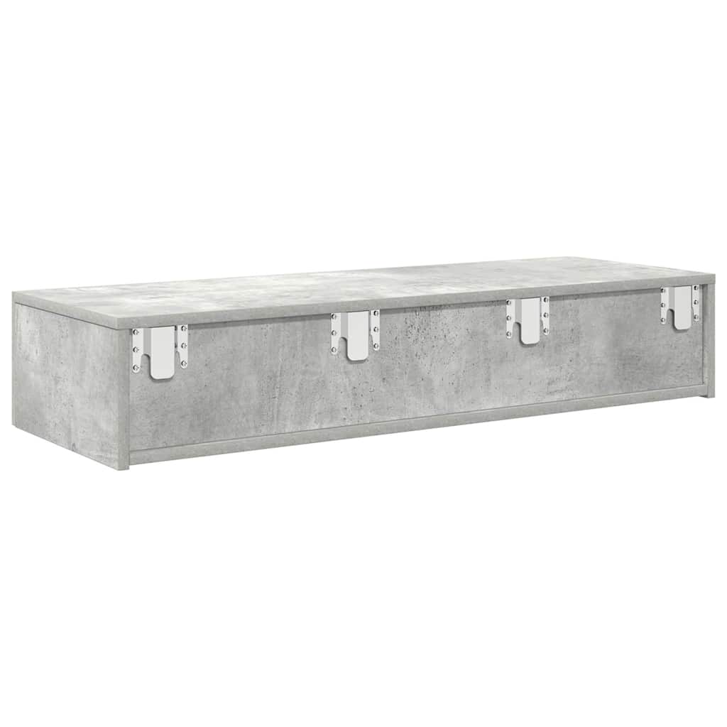 Vegghylle Betonggrå med skuffer 100x36x19 cm