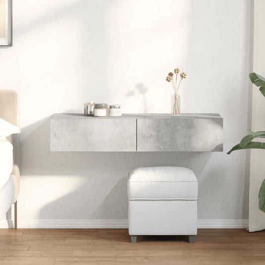 Vegghylle Betonggrå med skuffer 100x36x19 cm