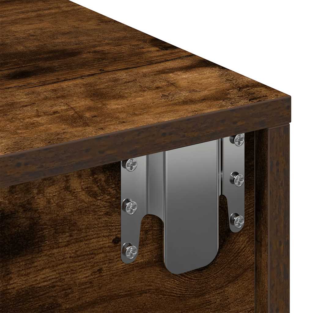 Vegghylle Røkt Eik med skuffer 100x36x19 cm