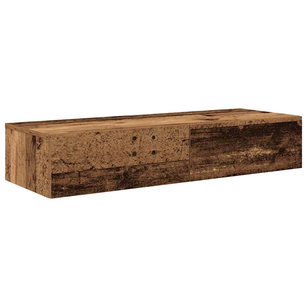 Vegghylle Gammelt Tre med skuffer 100x36x19 cm