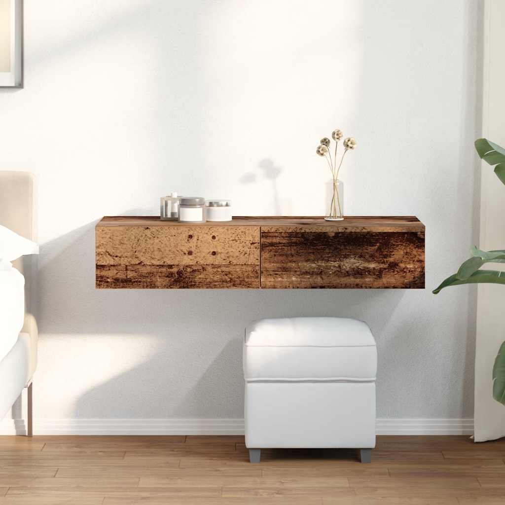 Vegghylle Gammelt Tre med skuffer 100x36x19 cm