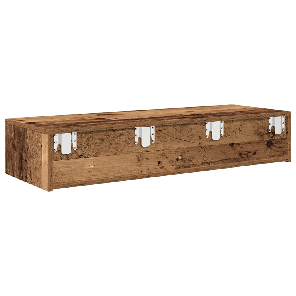Vegghylle Gammelt Tre med skuffer 100x36x19 cm