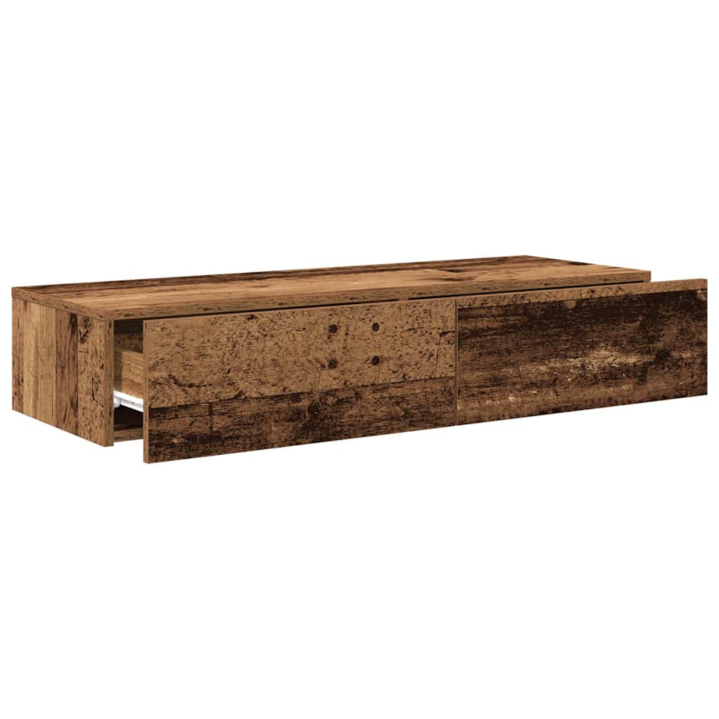 Vegghylle Gammelt Tre med skuffer 100x36x19 cm