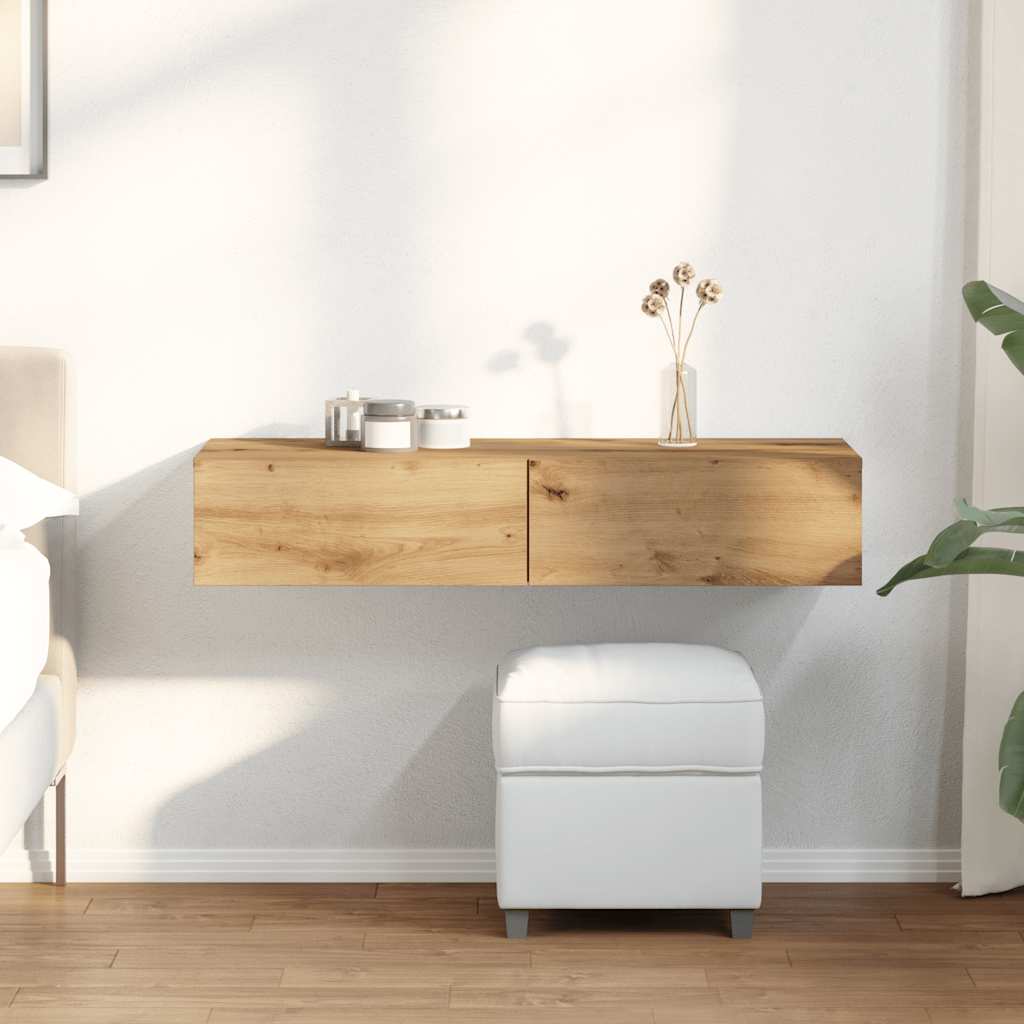 Vegghylle Artisan Eik med skuffer 100x36x19 cm