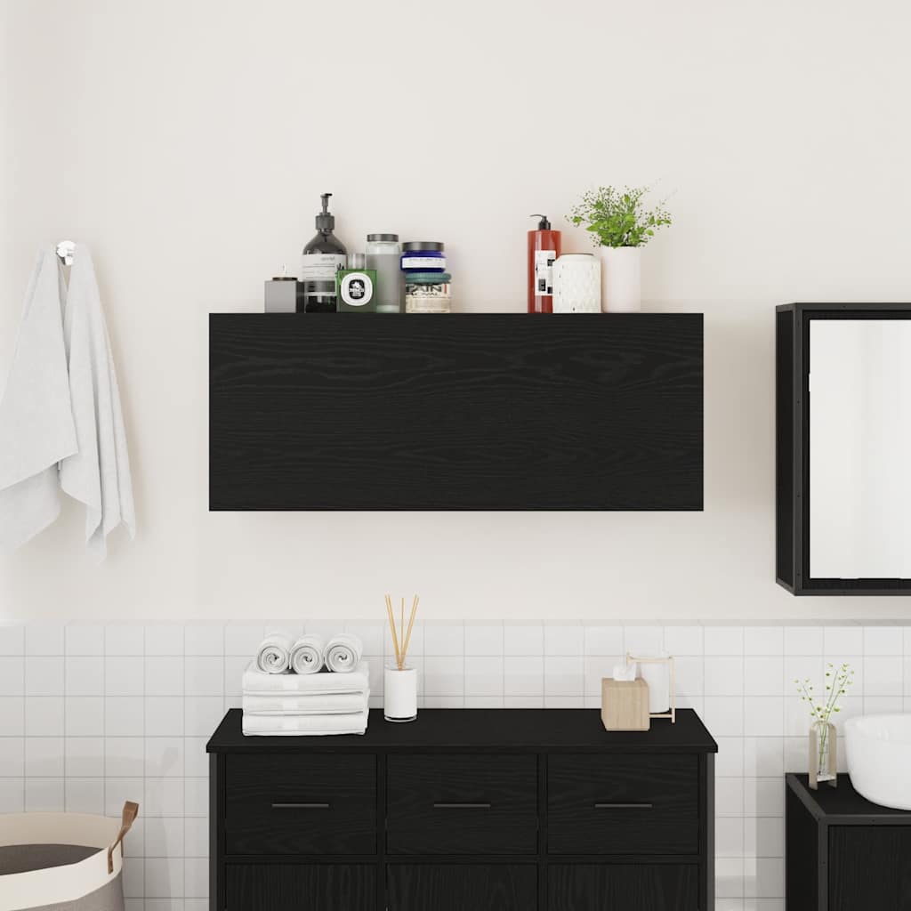 Baderomsskap Svart 100x25x40 cm