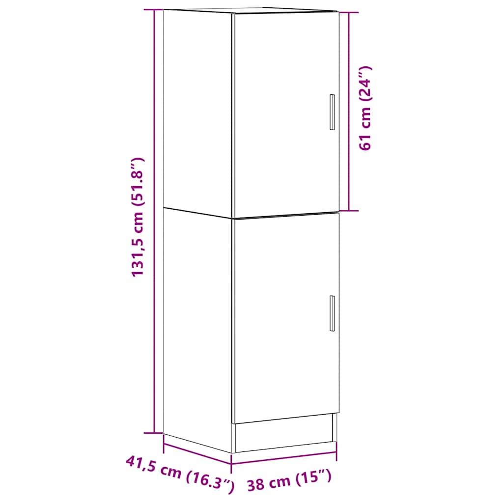 Skap Svart 38x41,5x131,5 cm