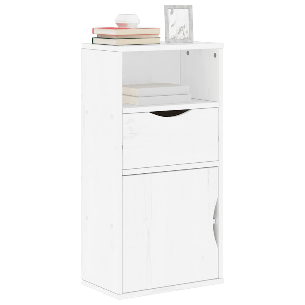 Skap hvit med skuff ODDA 40x24x79 cm heltre furu