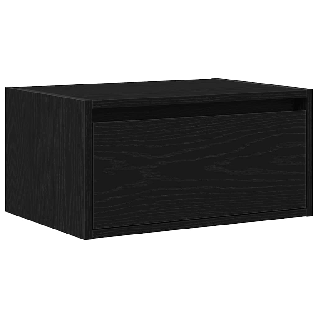 Nattbord Sengbord Svart Eik med LED-lys