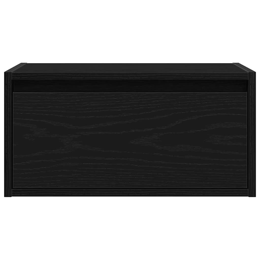 Nattbord Sengbord Svart Eik med LED-lys
