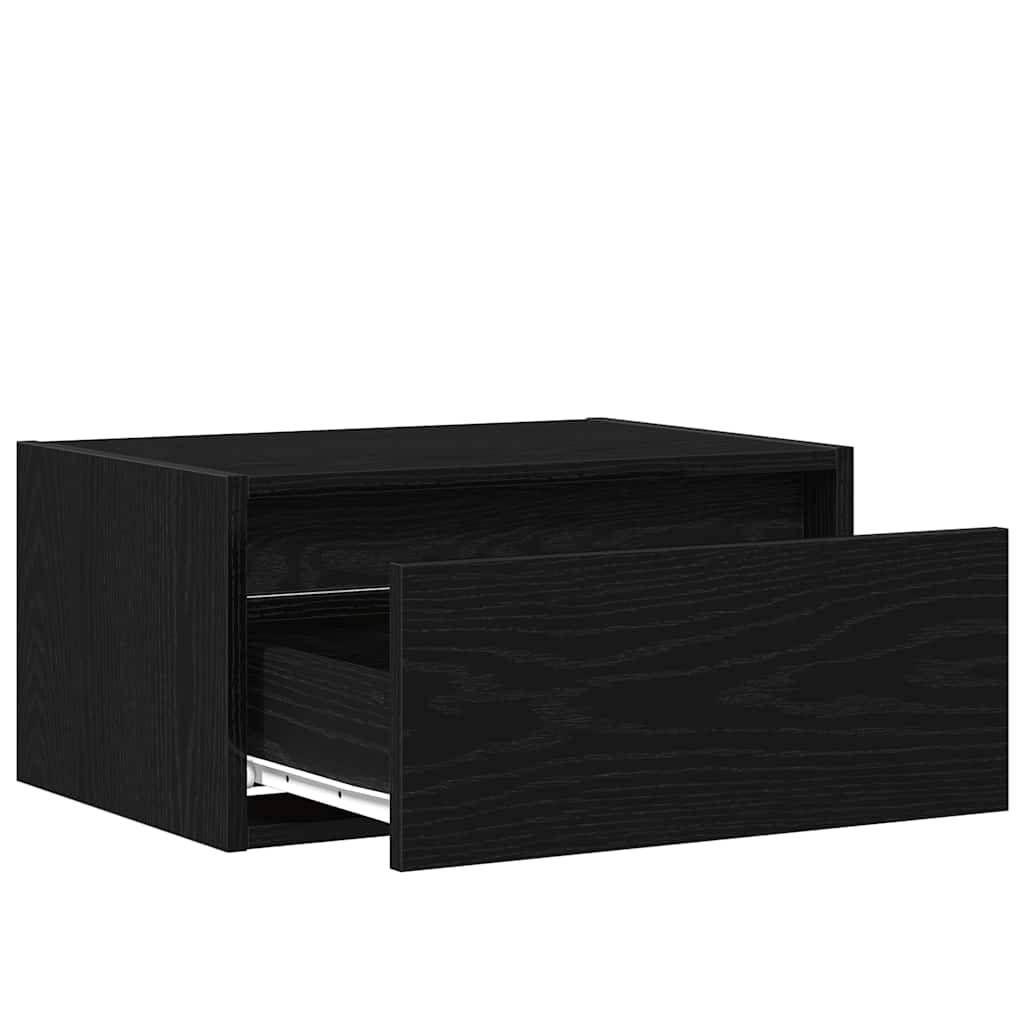 Nattbord Sengbord Svart Eik med LED-lys