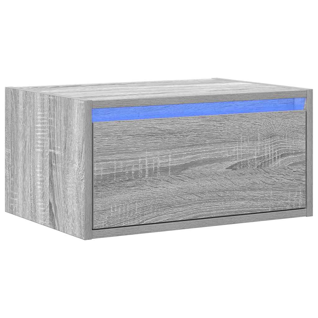 Nattbord Sengbord Sonoma Grå med LED-lys