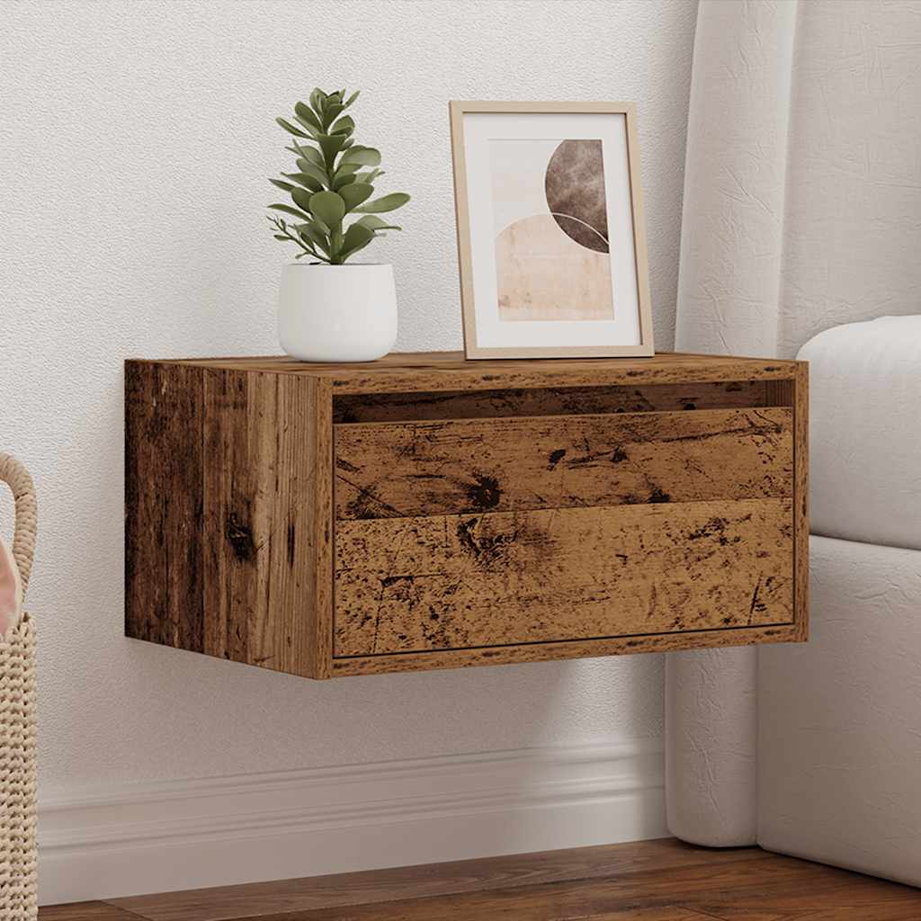 Nattbord Sengbord Gammelt Tre med LED-lys