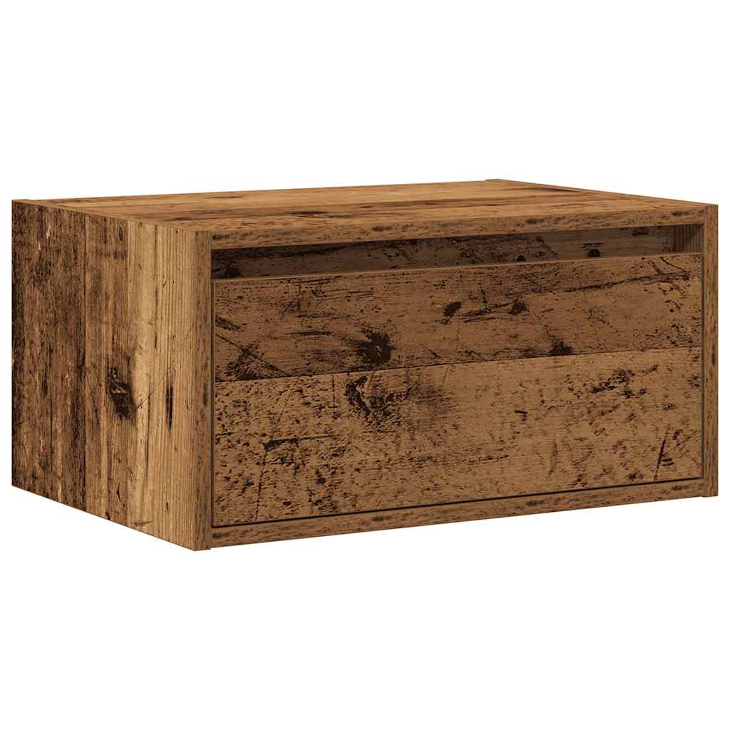 Nattbord Sengbord Gammelt Tre med LED-lys