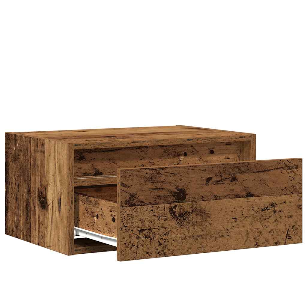 Nattbord Sengbord Gammelt Tre med LED-lys