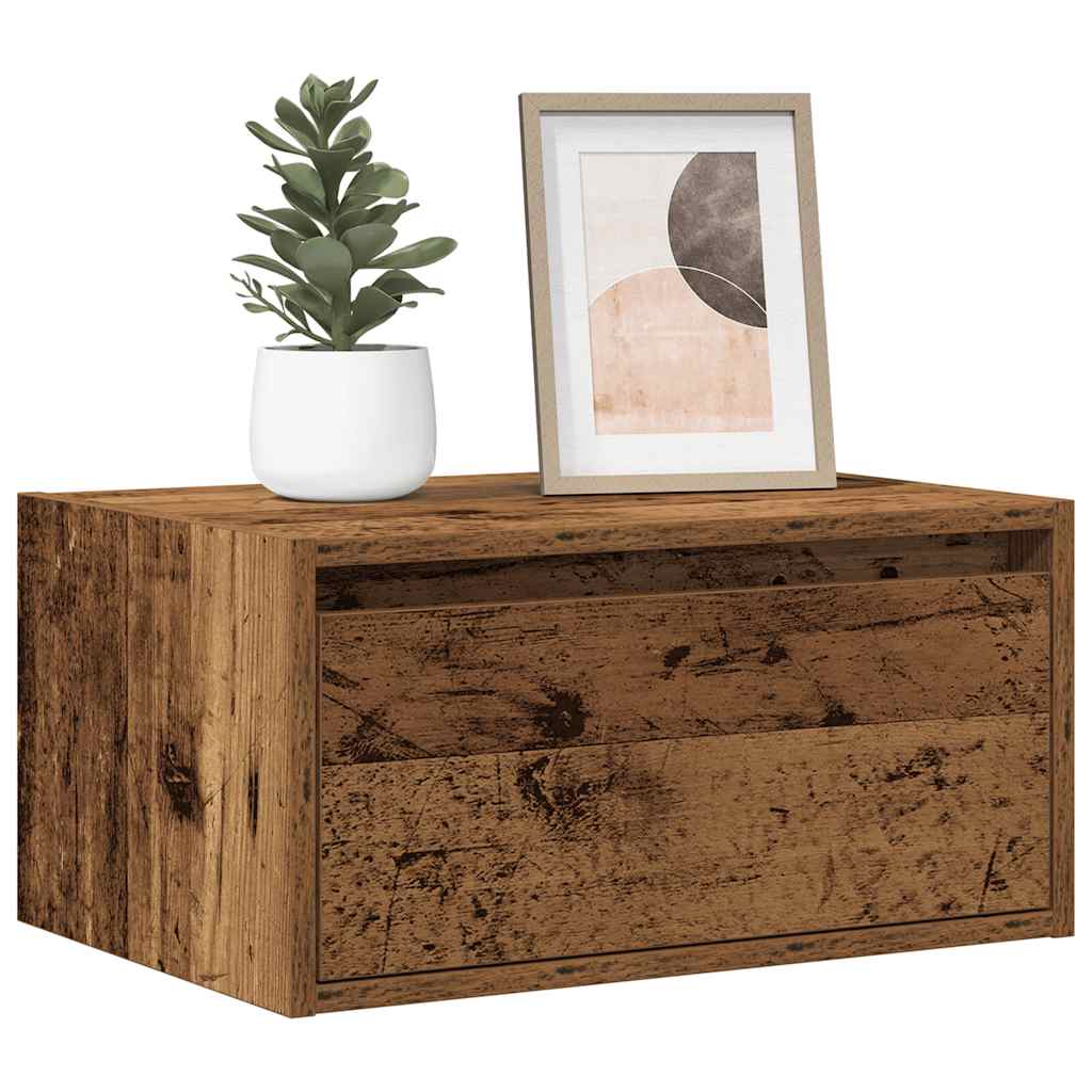 Nattbord Sengbord Gammelt Tre med LED-lys