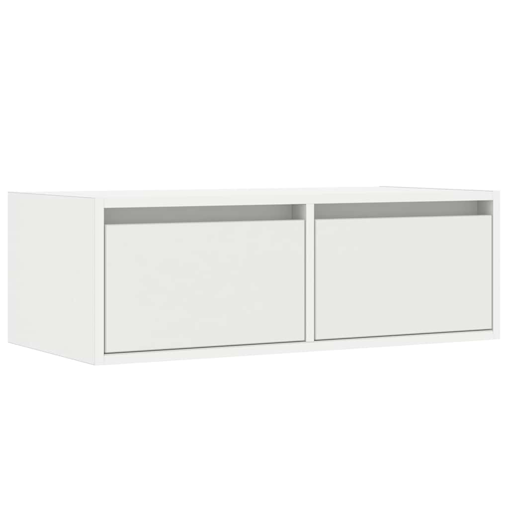 TV-Møbel Hvit Tv-benk med LED-lys 75x35,5x25 cm