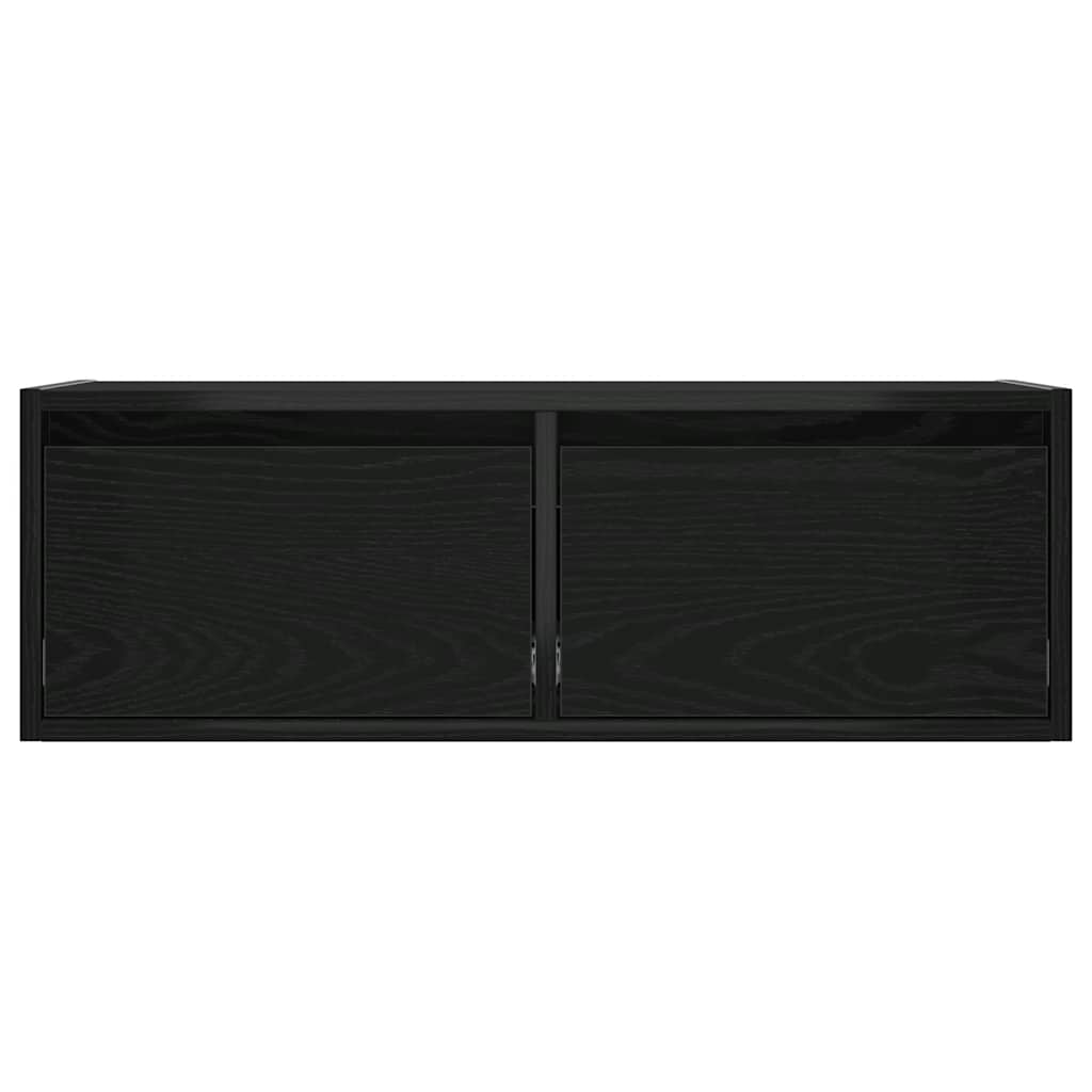 TV-Møbel Svart EikTV-benk med LED-lys 75x35,5x25 cm