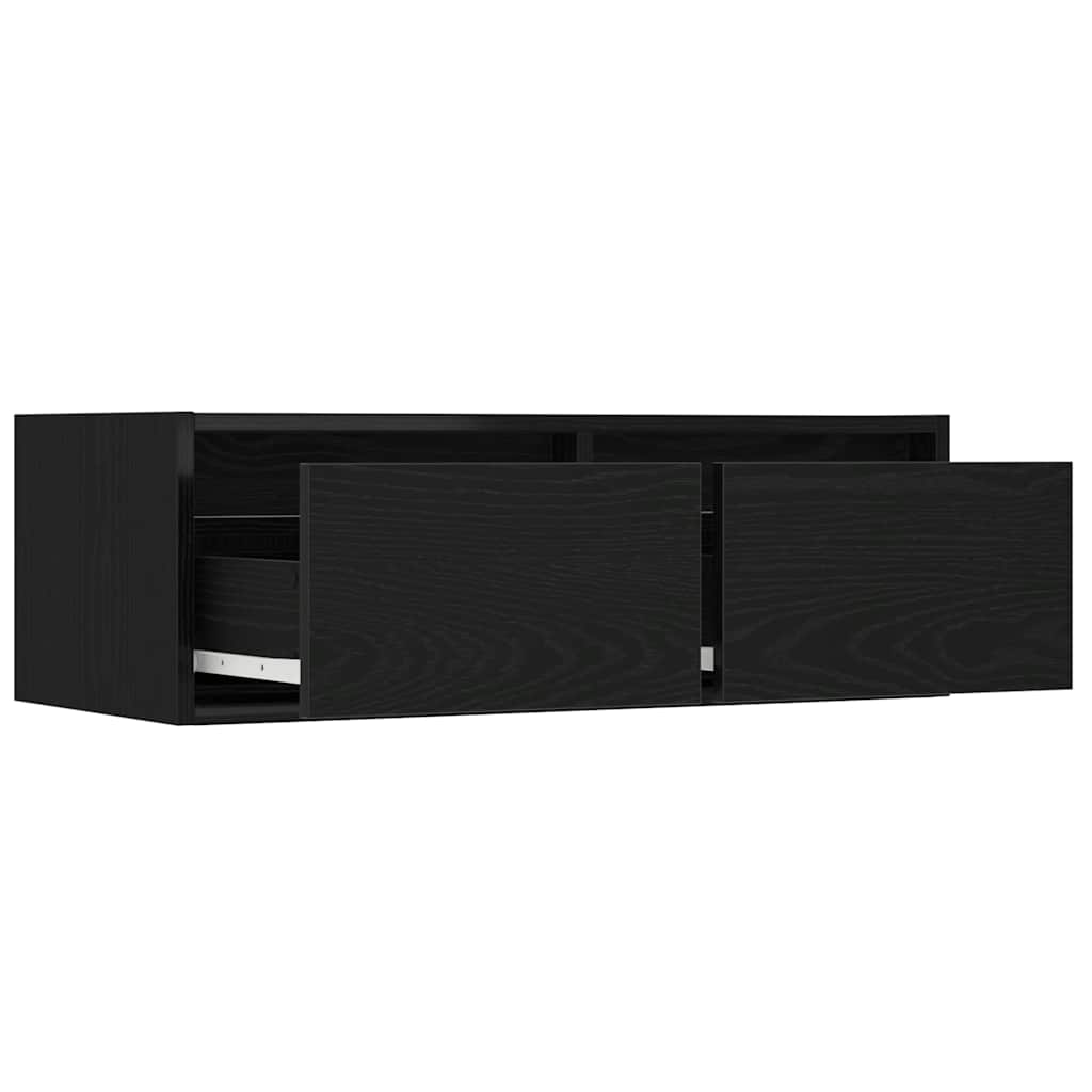 TV-Møbel Svart EikTV-benk med LED-lys 75x35,5x25 cm