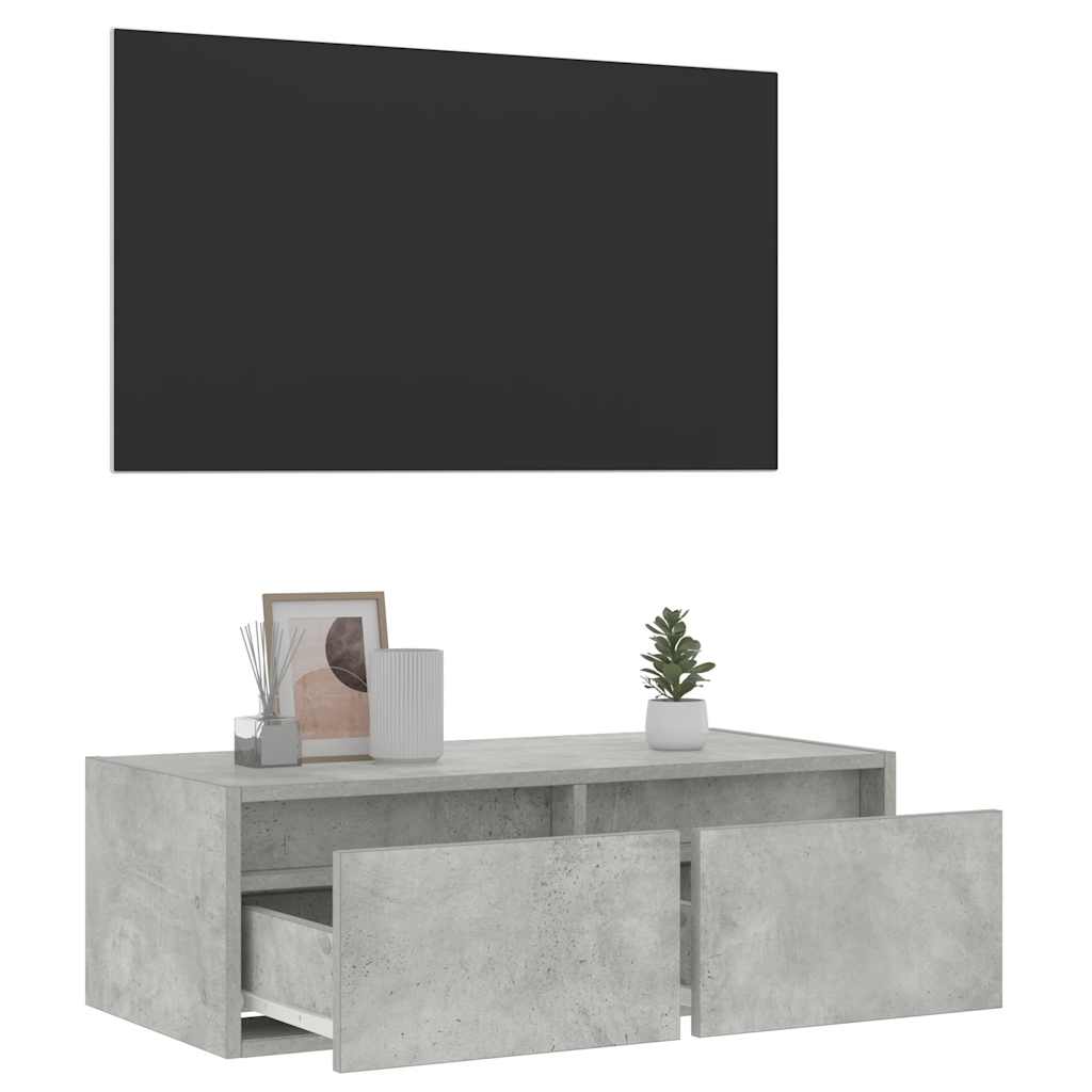 TV-Møbel Betonggrå Tv-benk med LED-lys 75x35,5x25 cm