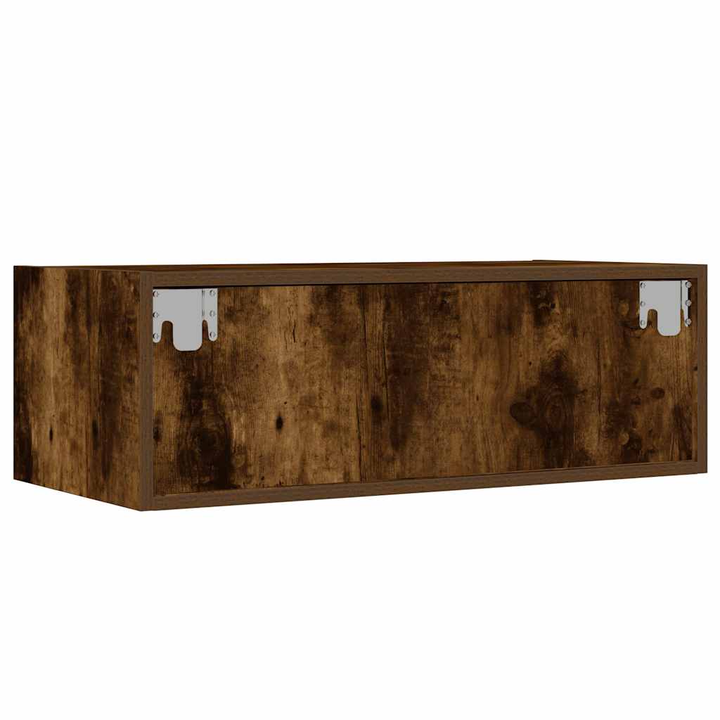TV-Møbel Røkt EikTV-benk med LED-lys 75x35,5x25 cm
