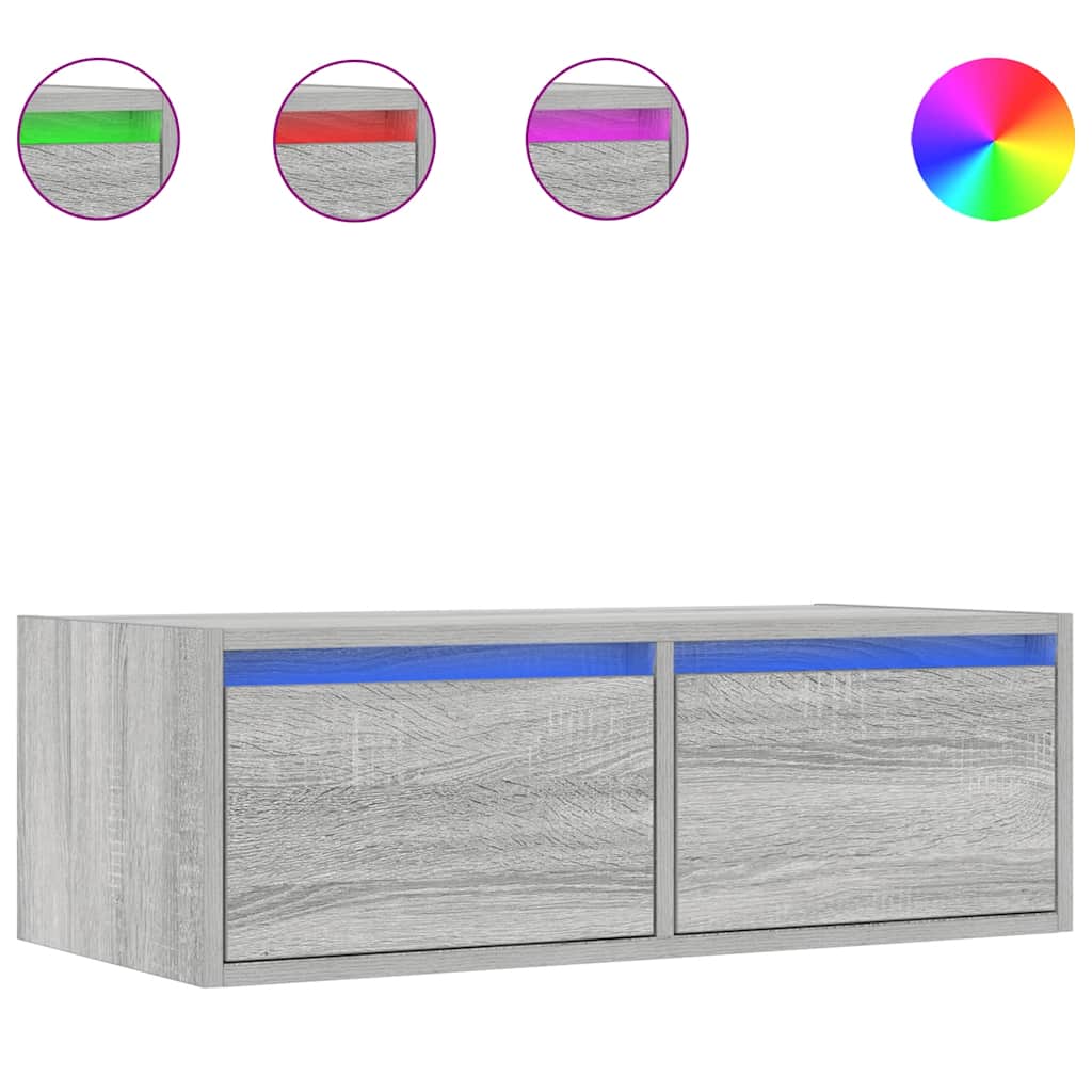 TV-Møbel Sonoma Grå TV-benk med LED-lys 75x35,5x25 cm