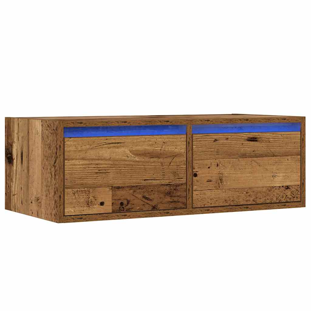 TV-Møbel Gammelt Tre Tv-benk med LED-lys 75x35,5x25 cm
