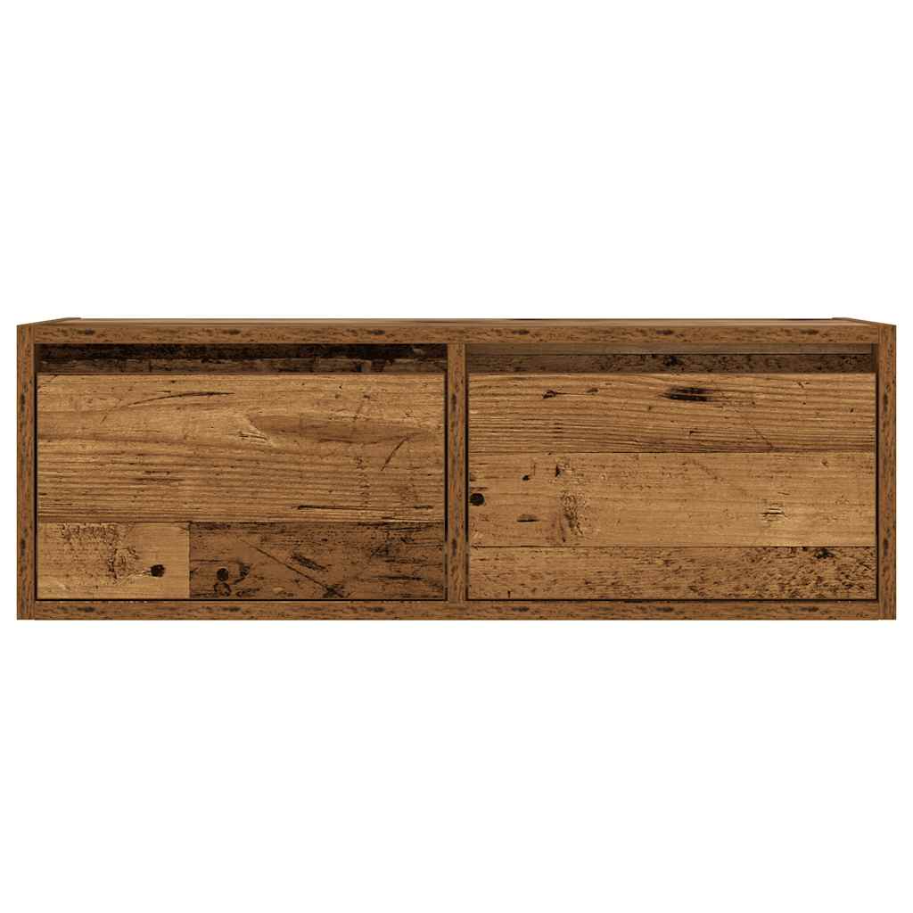 TV-Møbel Gammelt Tre Tv-benk med LED-lys 75x35,5x25 cm