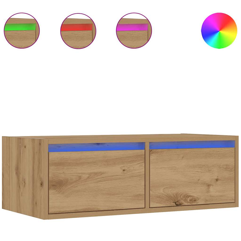 TV-Møbel Artisan Eik TV-benk med LED-lys 75x35,5x25 cm