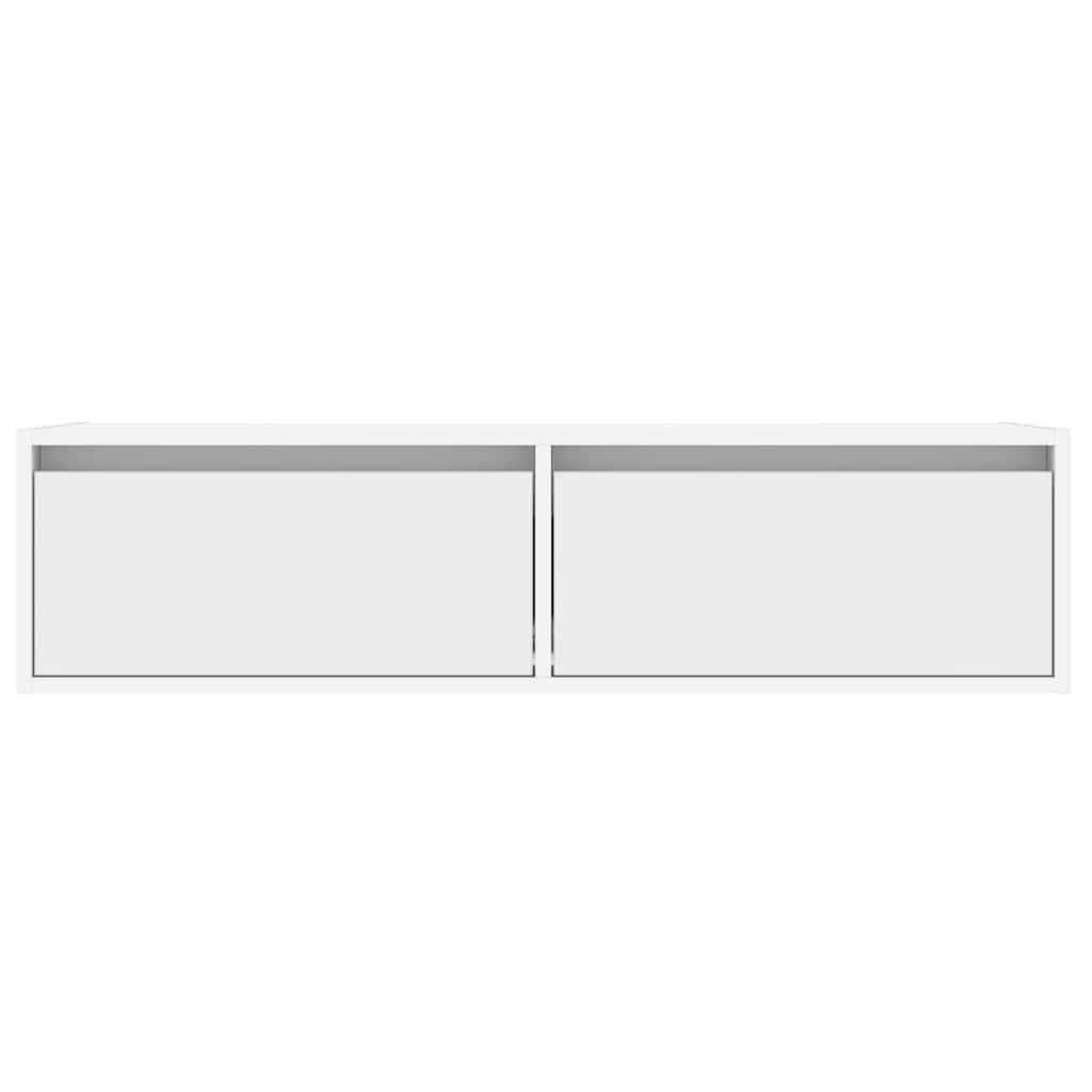 TV-Møbel Hvit TV-benk med LED-lys 100X35,5x25 cm