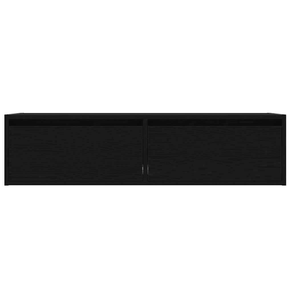 TV-Møbel Svart Eik TV-benk med LED-lys 100X35,5x25 cm