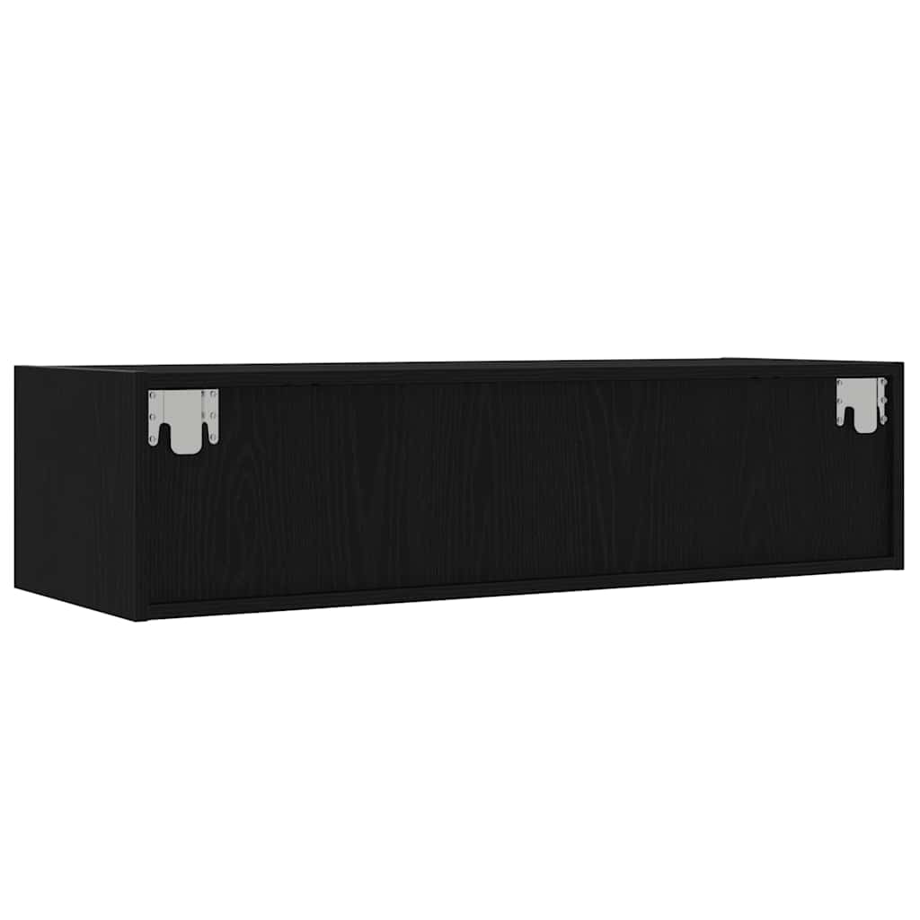 TV-Møbel Svart Eik TV-benk med LED-lys 100X35,5x25 cm