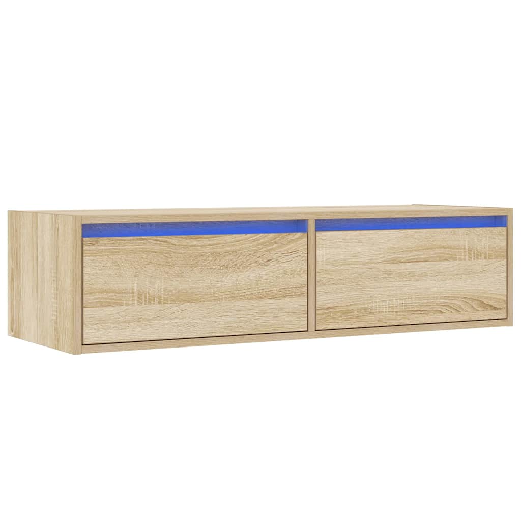 TV-Møbel Sonoma Eik TV-benk med LED-lys 100X35,5x25 cm