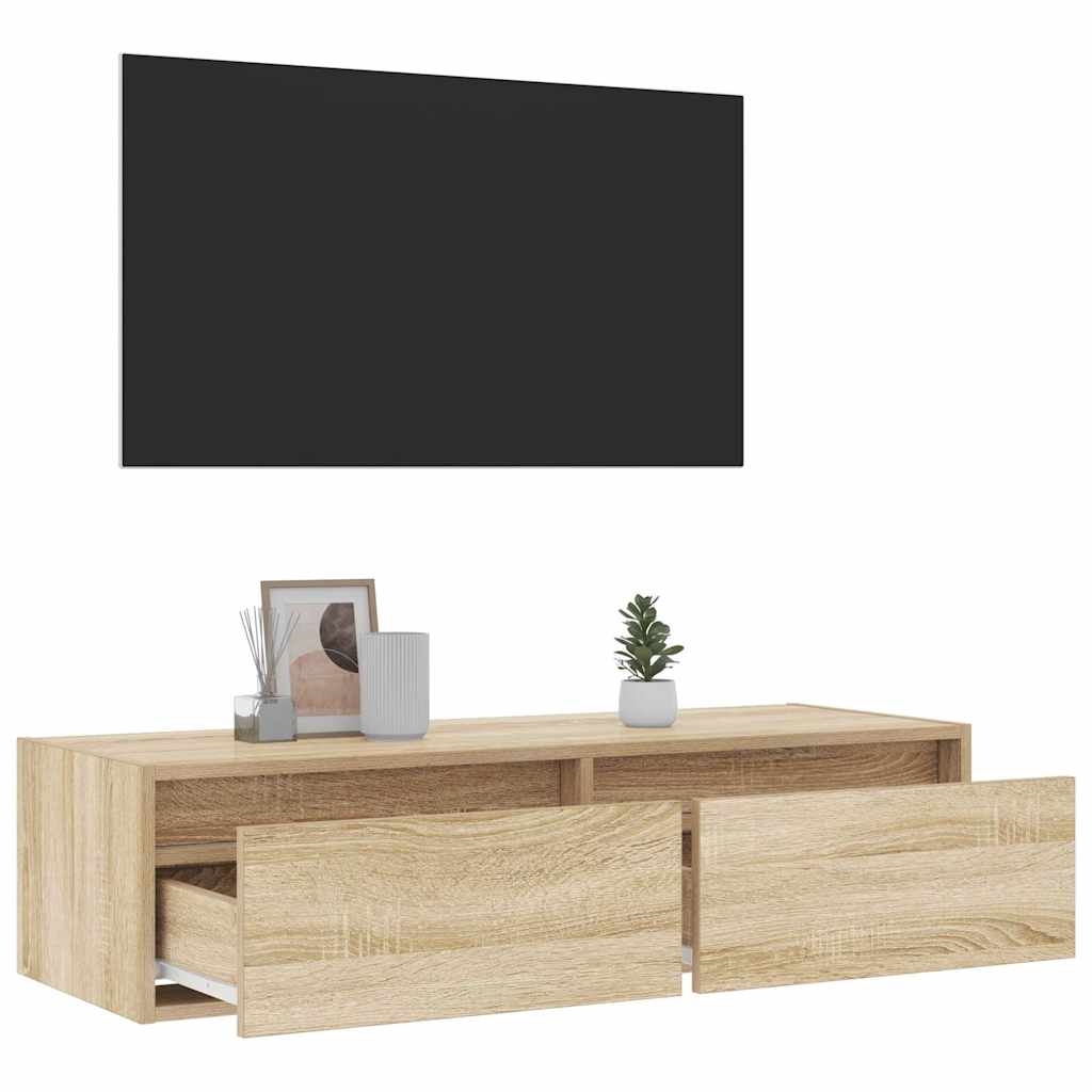 TV-Møbel Sonoma Eik TV-benk med LED-lys 100X35,5x25 cm