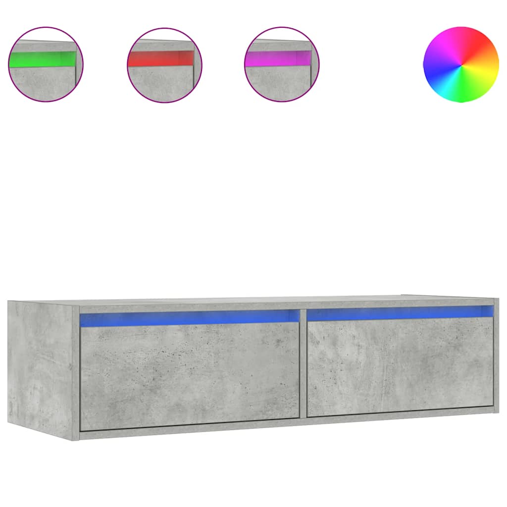 TV-Møbel Betonggrå TV-benk med LED-lys 100X35,5x25 cm