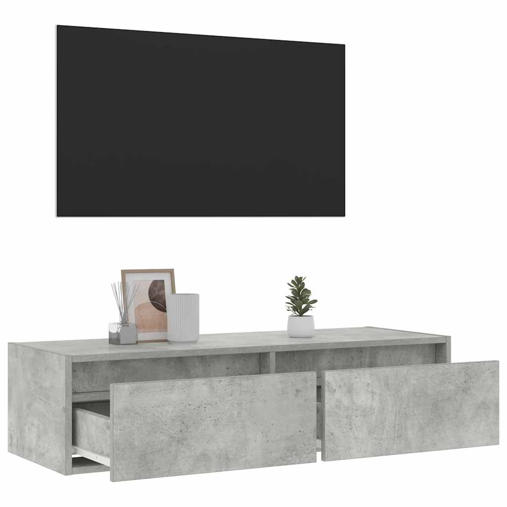 TV-Møbel Betonggrå TV-benk med LED-lys 100X35,5x25 cm