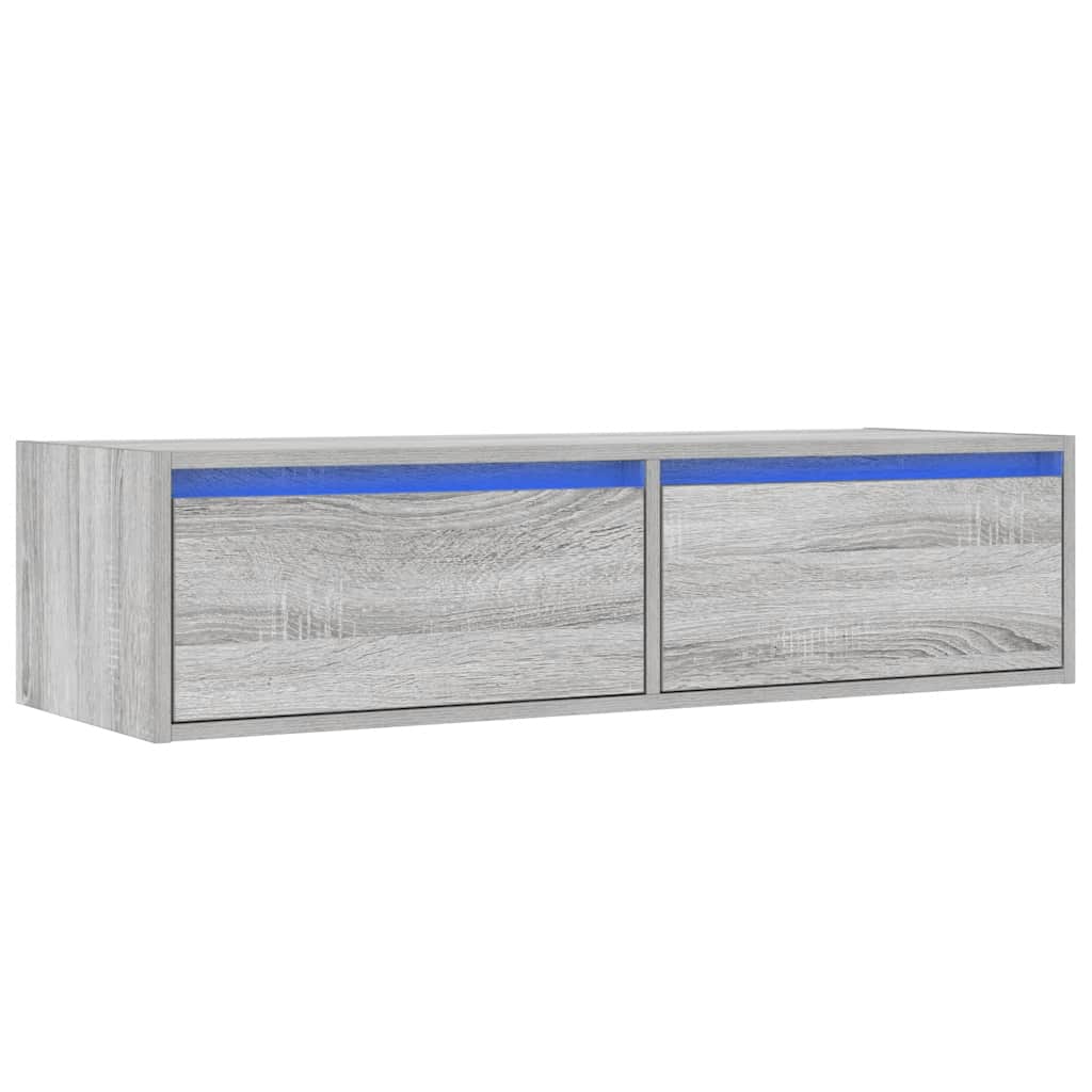 TV-Møbel Sonoma Grå TV-benk med LED-lys 100X35,5x25 cm
