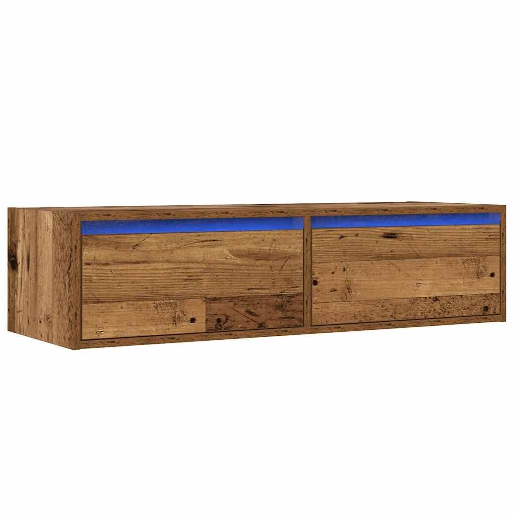 TV-Møbel Gammelt Tre Tv-benk med LED-lys 100X35,5x25 cm