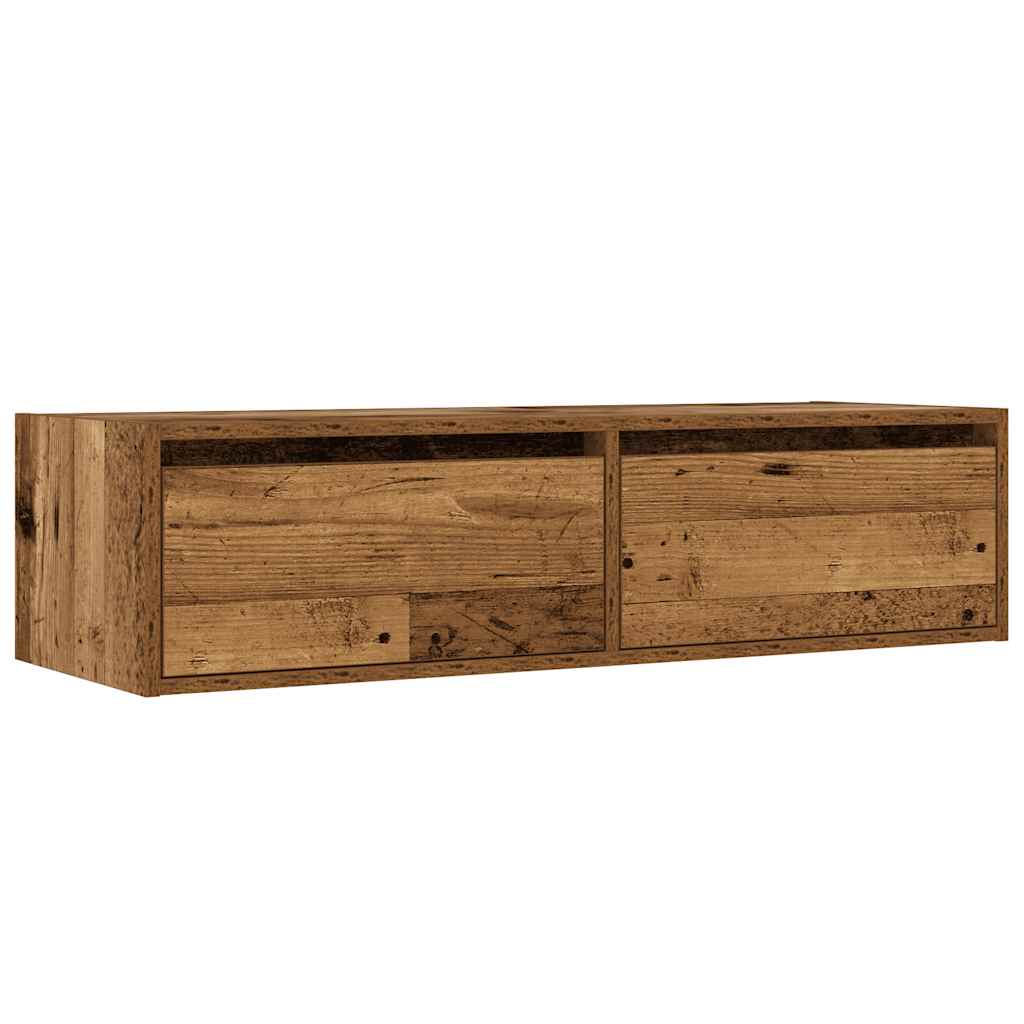 TV-Møbel Gammelt Tre Tv-benk med LED-lys 100X35,5x25 cm