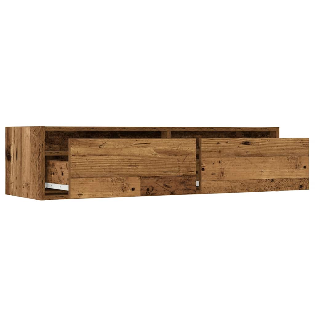 TV-Møbel Gammelt Tre Tv-benk med LED-lys 100X35,5x25 cm