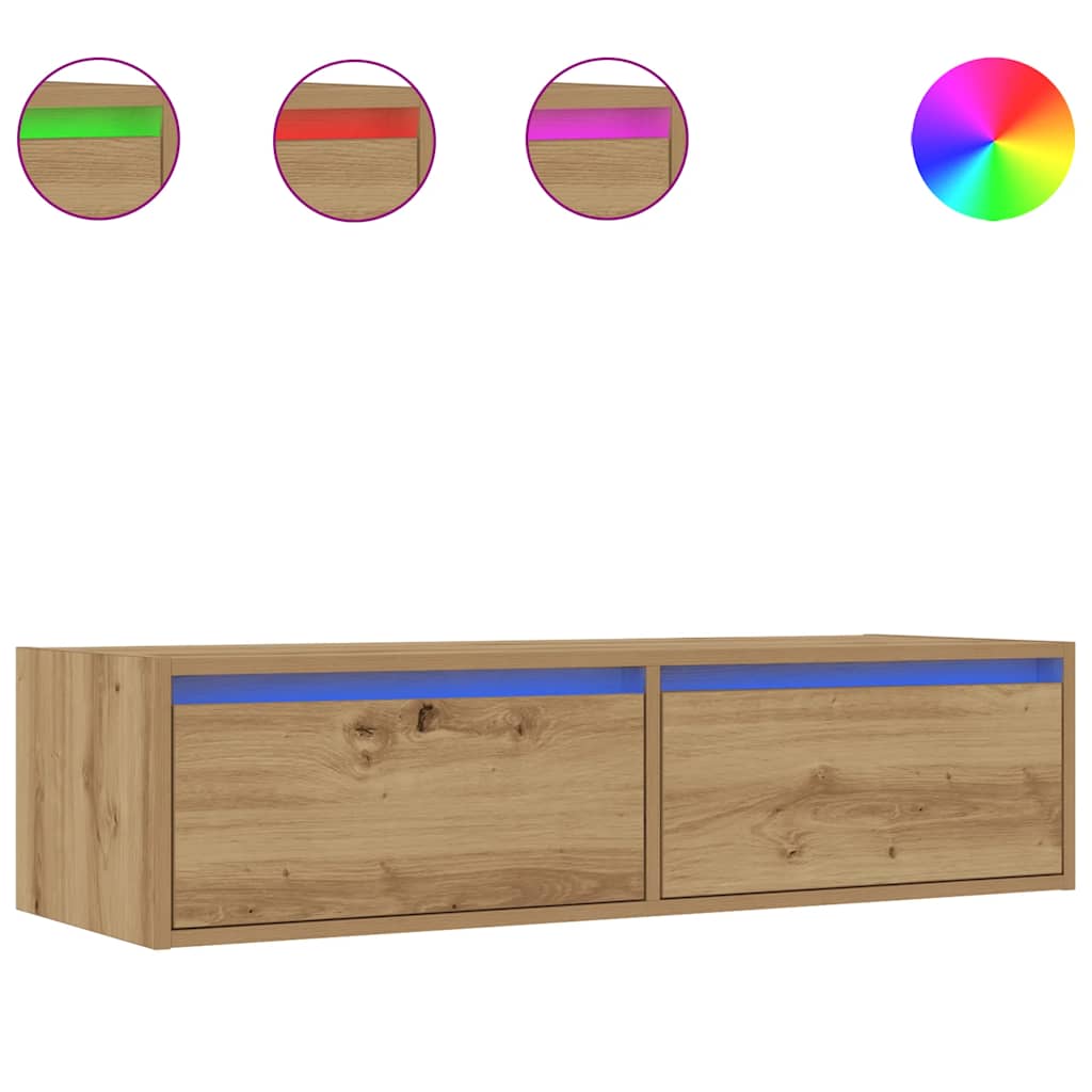 TV-Møbel Artisan Eik Tv-benk med LED-lys 100X35,5x25 cm