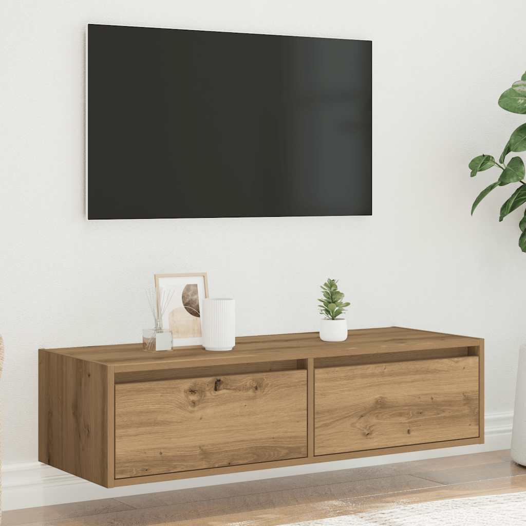 TV-Møbel Artisan Eik Tv-benk med LED-lys 100X35,5x25 cm
